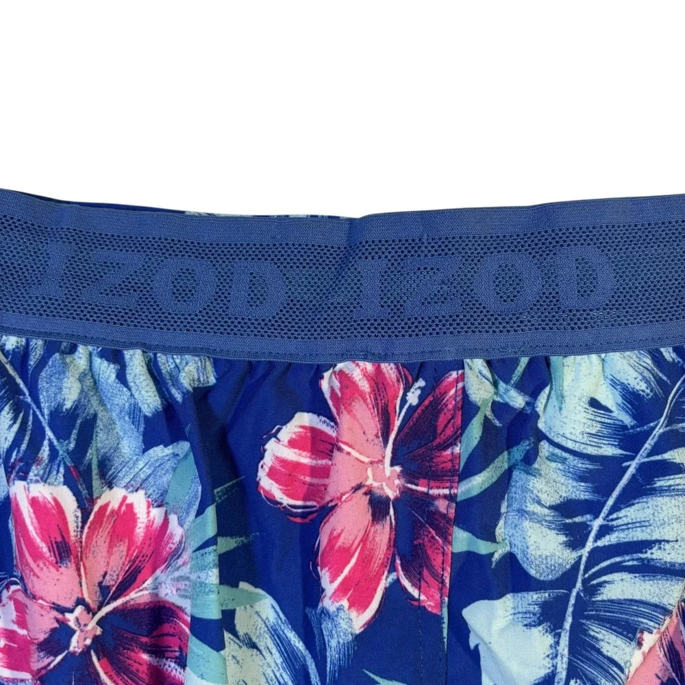 IZOD Saltwater Swim Trunks Men's 2XB Blue Floral Tropical Board‎ Shorts NEW